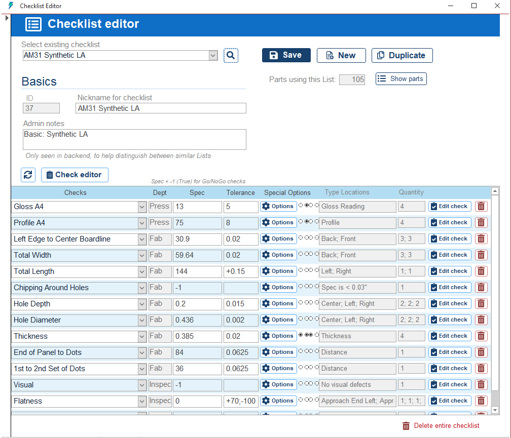 Database screenshot